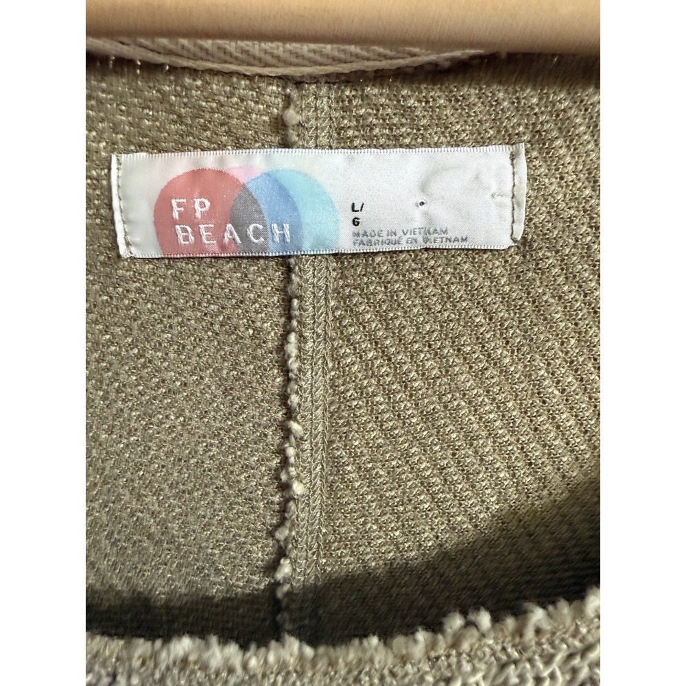 FP Beach Free People Sweater Dress Olive Green Large Cozy Beach Lounge Pockets - Picture 2 of 7